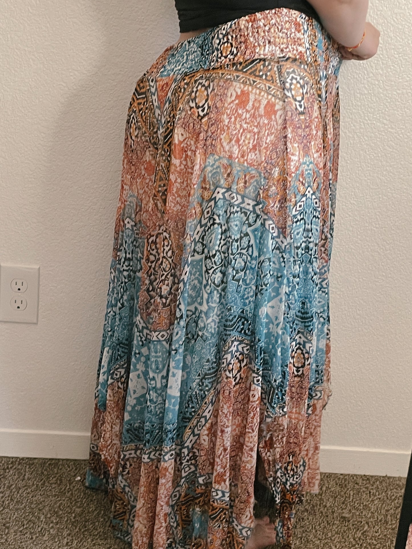 Bohemian Flare Maxi Skirt