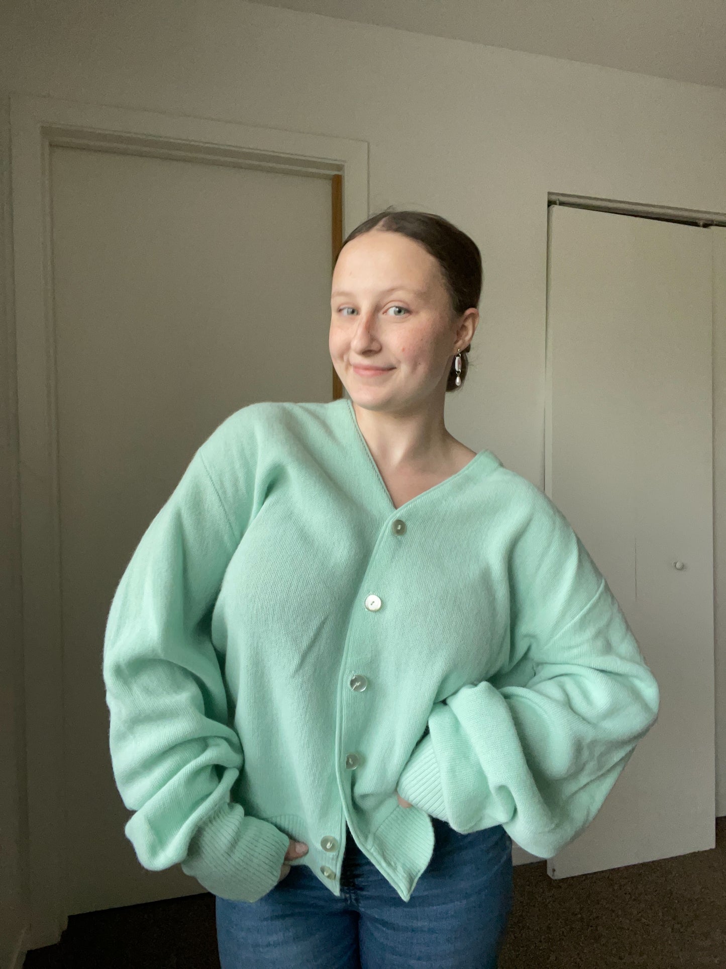Sea Green Button Up Cardigan