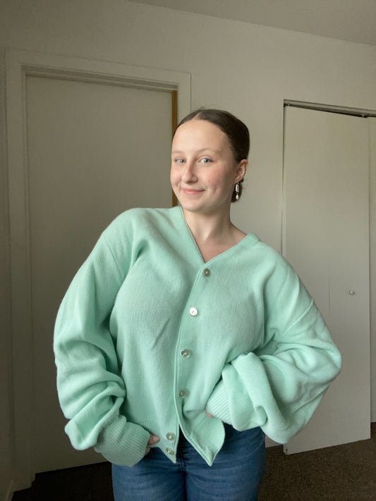 Sea Green Button Up Cardigan
