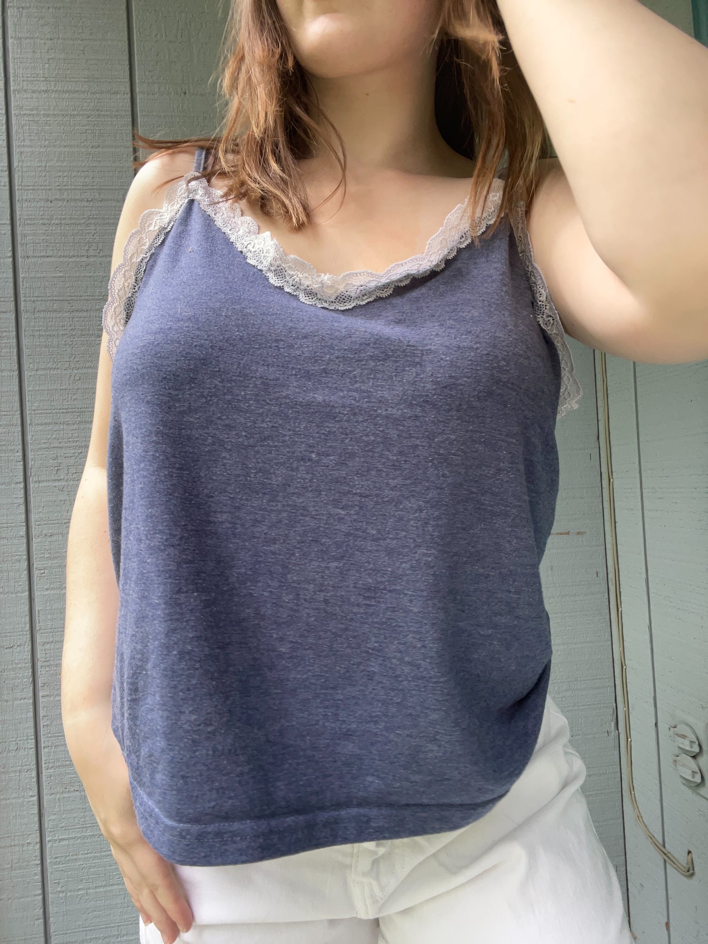 Navy Lace Tank Top