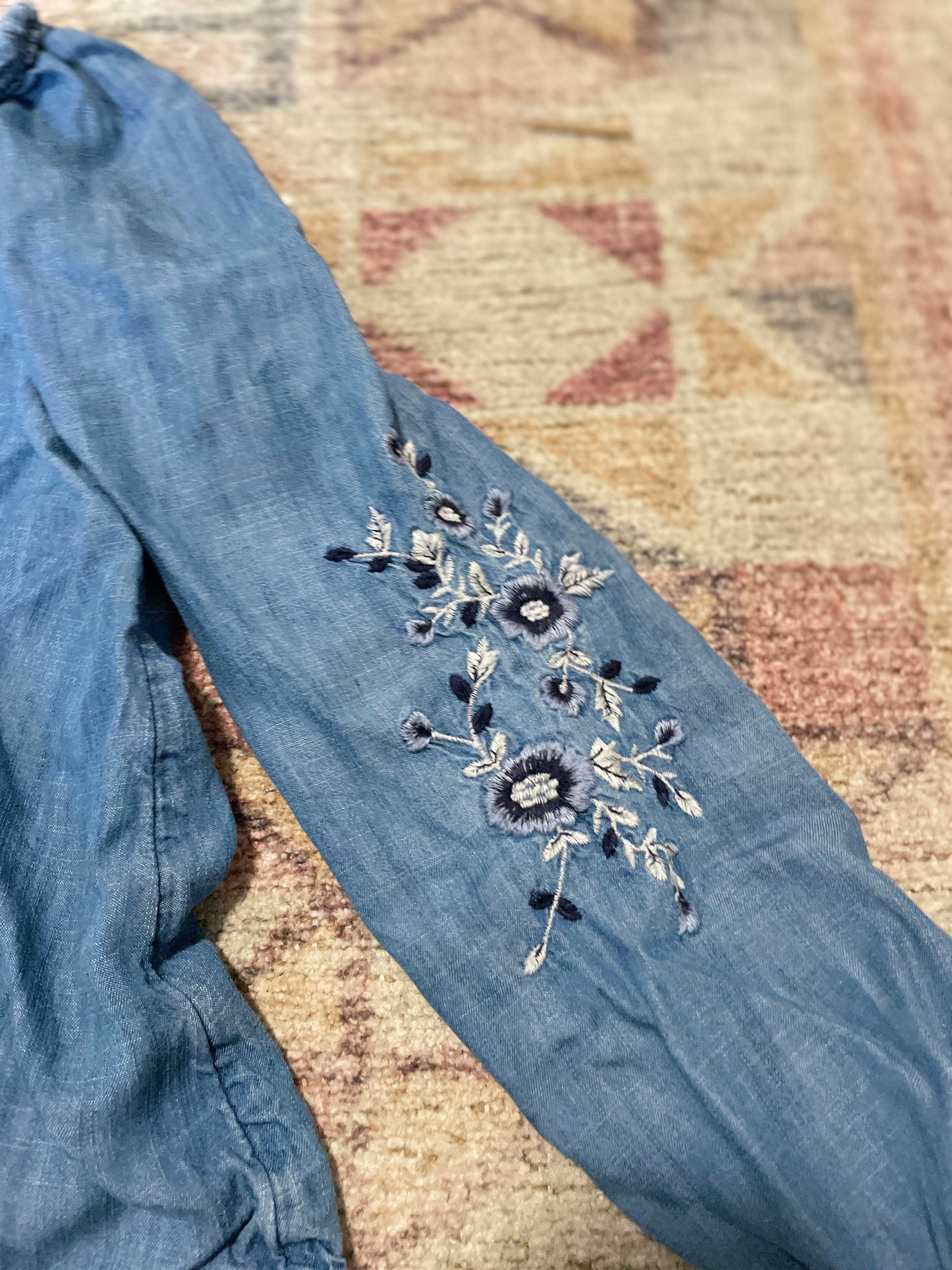 Embroidered Denim Blouse