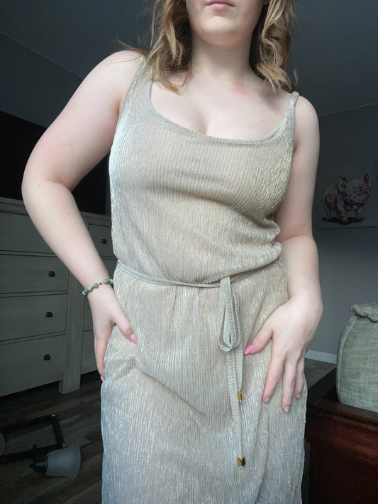 Gold Shimmer Sleeveless Dress | From the Rack | Grace Thrifts