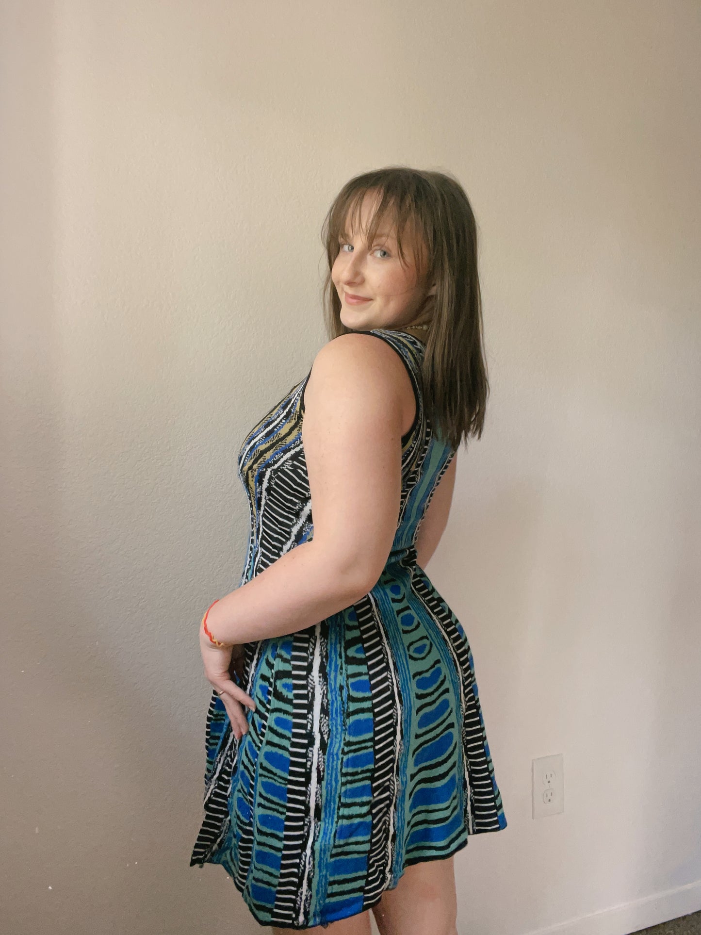 Multi-Print Sleeveless Knit Dress