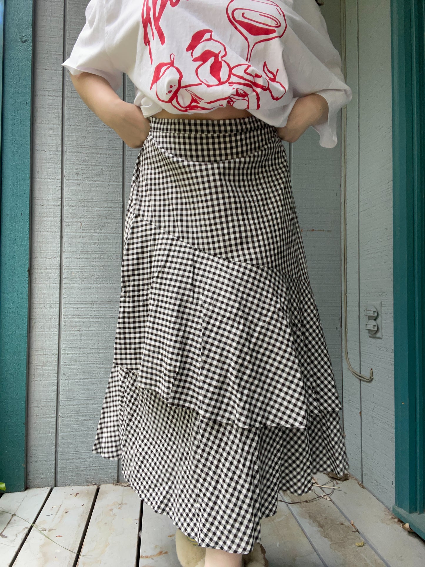 B&W Gingham Maxi Skirt
