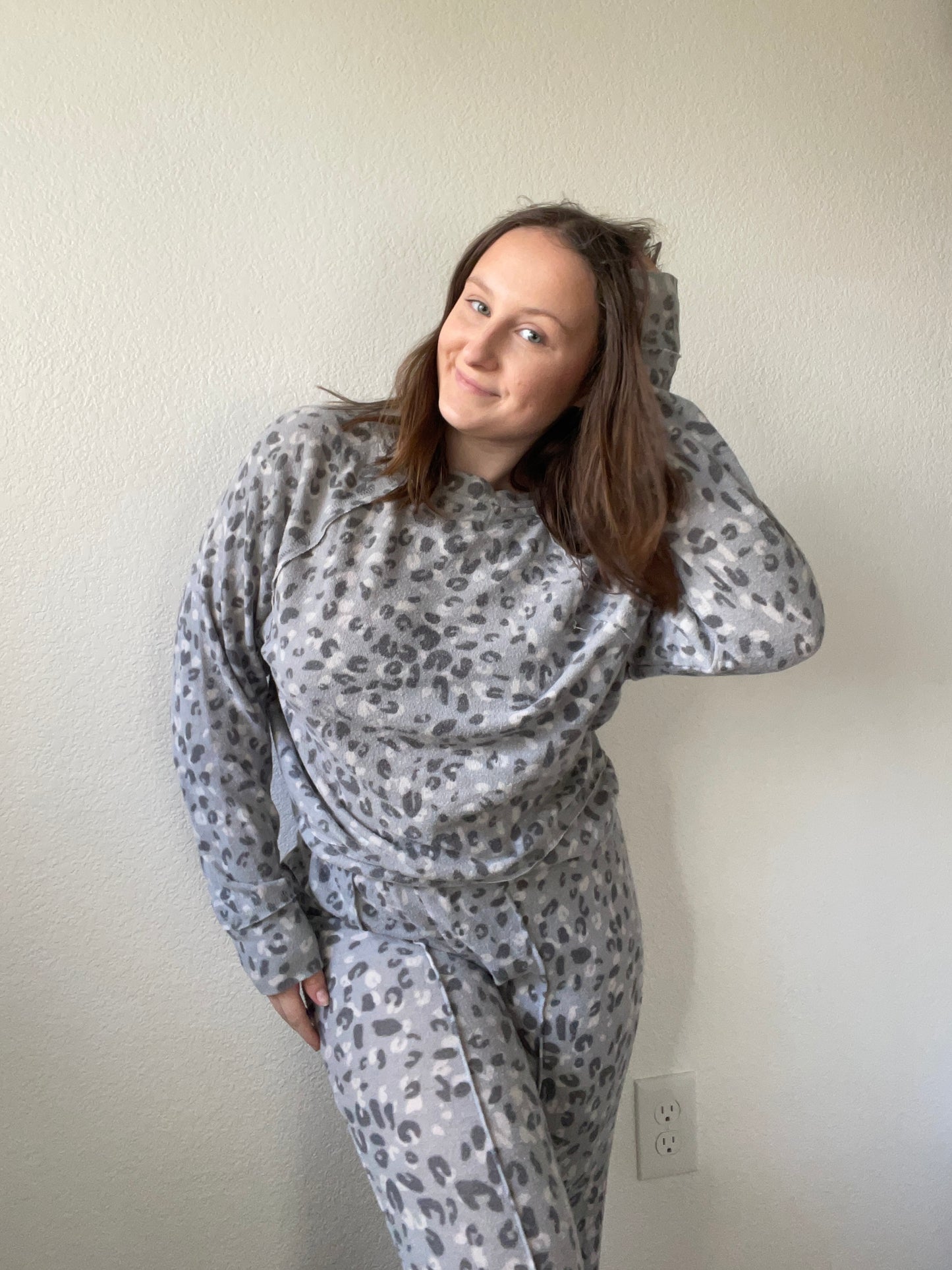 Grey Leopard Pajama Set