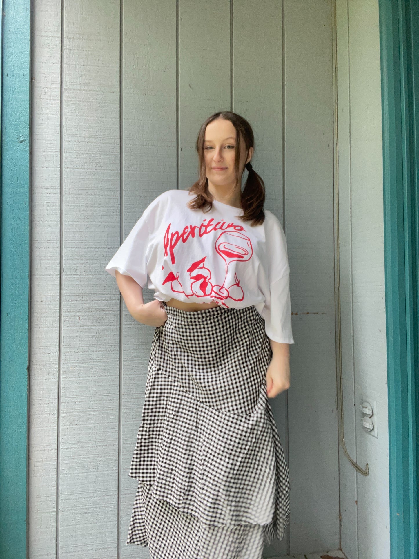 B&W Gingham Maxi Skirt