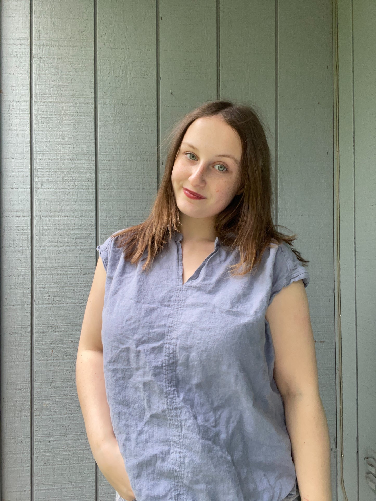 Blue Linen Blouse