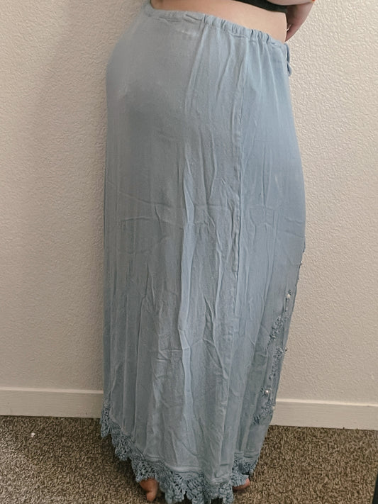 Baby Blue Beaded Midi Skirt