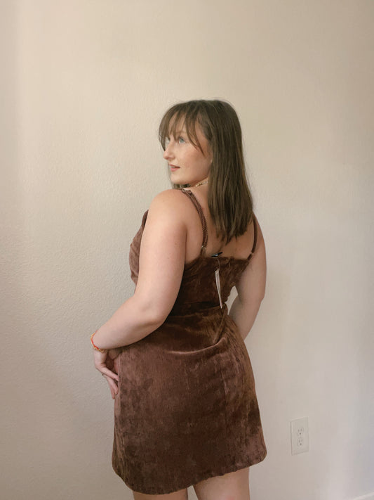 Brown Corduroy Mini Dress