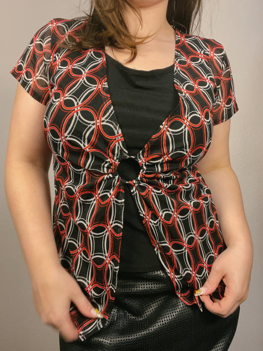 Y2K Circular Print Top