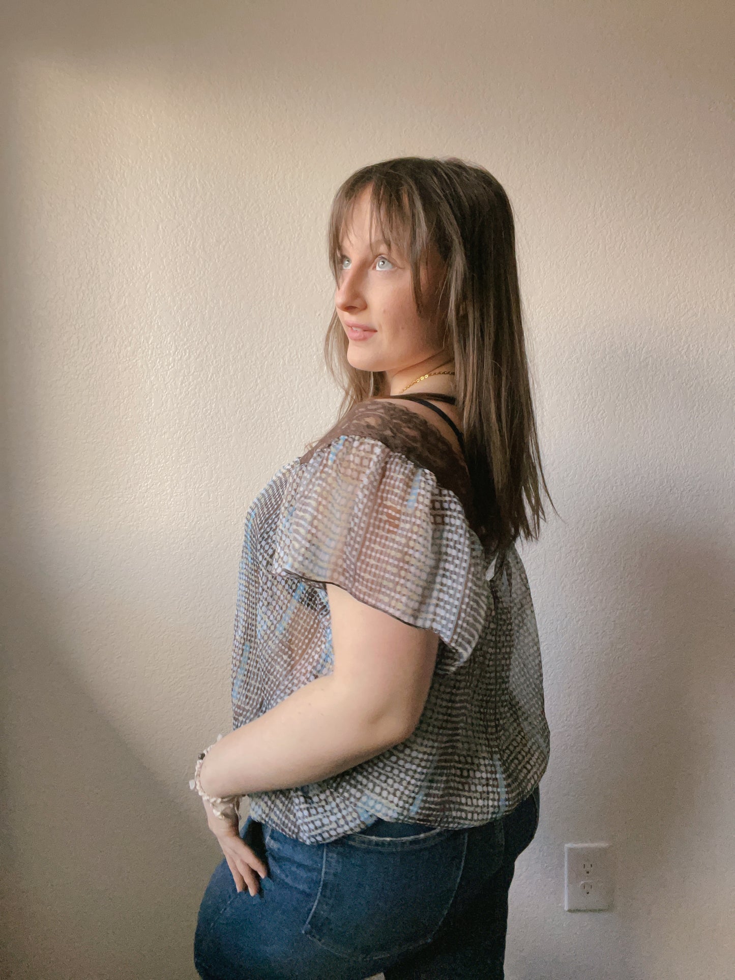 Polka Dot Lace Bubble Blouse