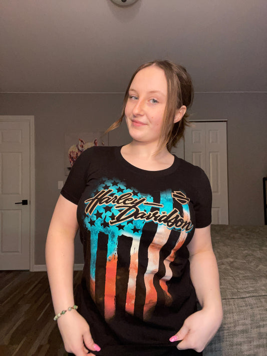 NWT Harley Davidson Flag Graphic Tee | From the Rack | Grace Thrifts