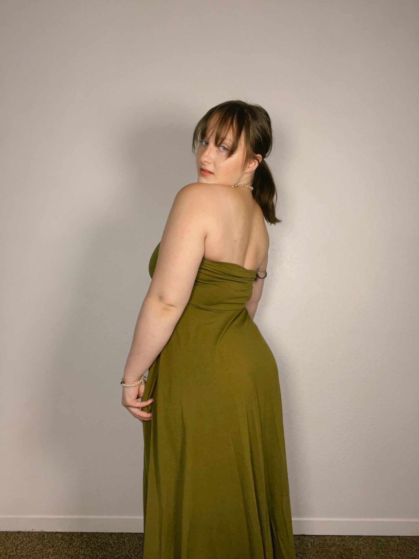 Sage Strapless Midi Dress