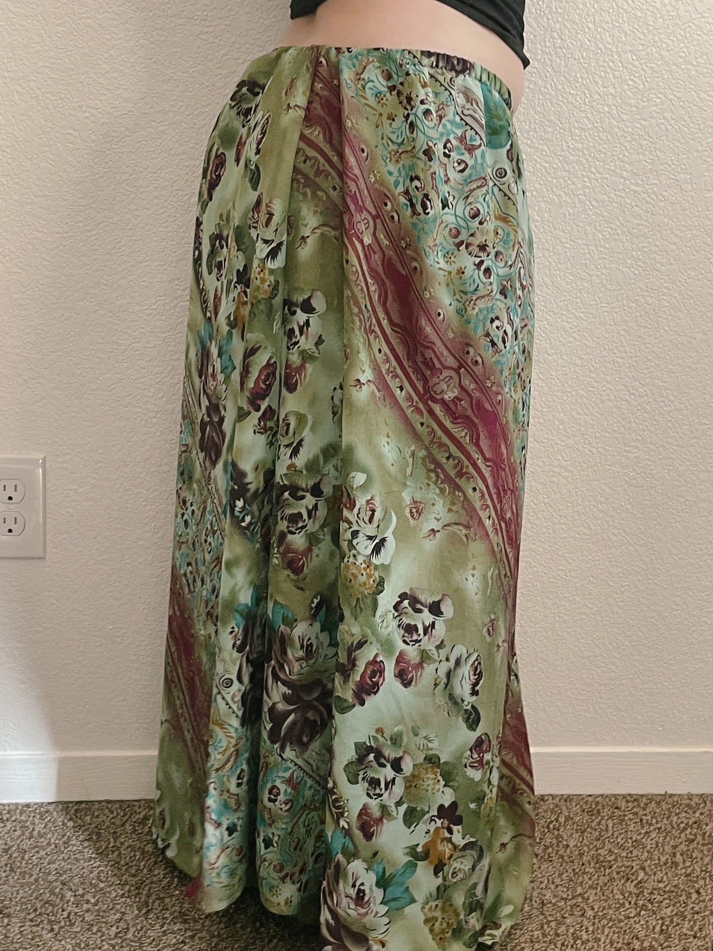 Sage Bandana Floral Maxi Skirt