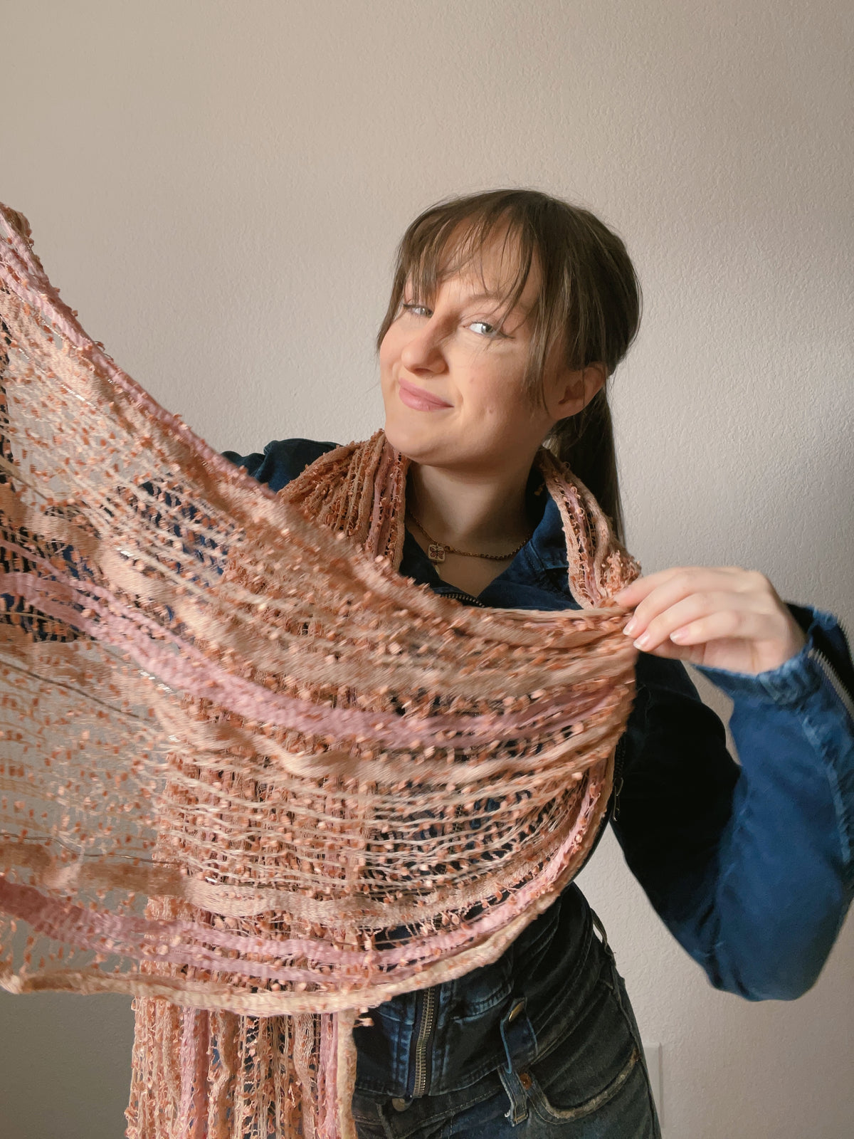 Peach Fishnet Scarf
