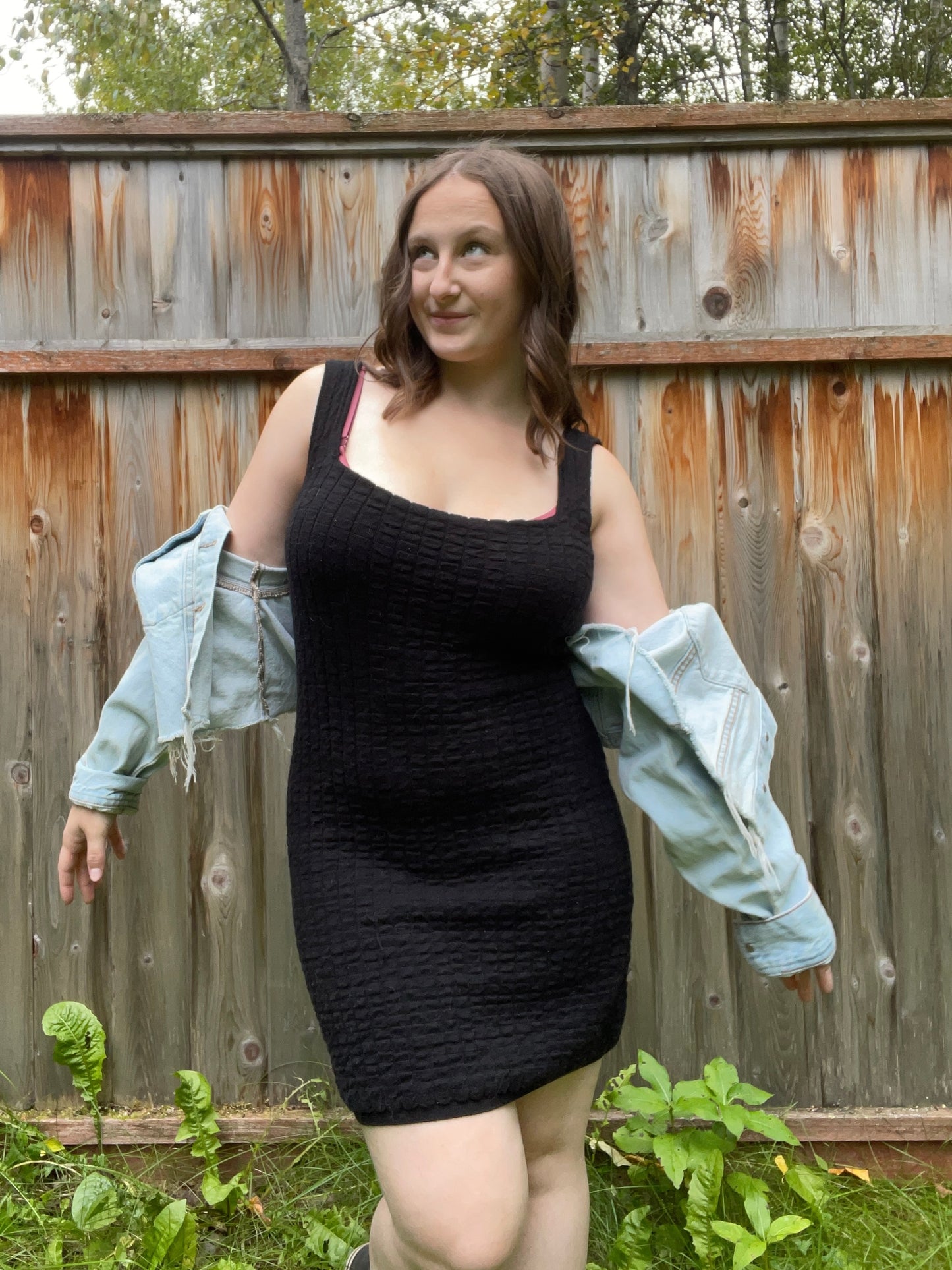 Black Textured Mini Dress