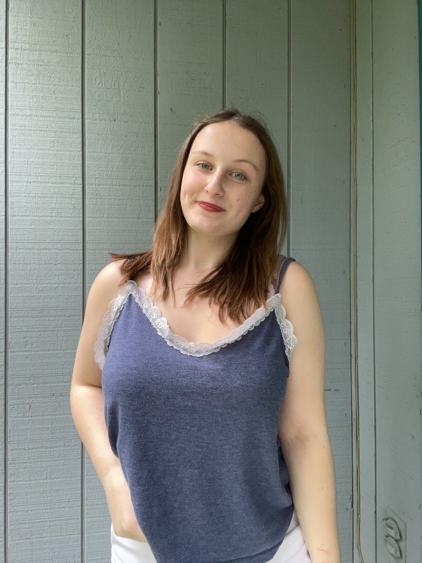 Navy Lace Tank Top