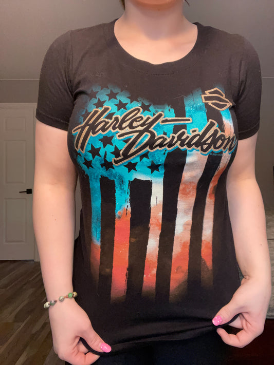 NWT Harley Davidson Flag Graphic Tee | From the Rack | Grace Thrifts