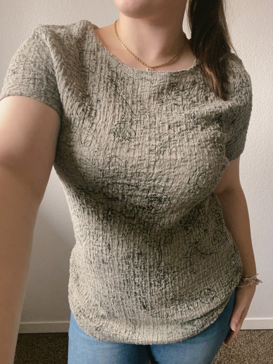 Sage Waffle Knit Floral Top