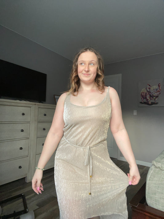 Gold Shimmer Sleeveless Dress | From the Rack | Grace Thrifts