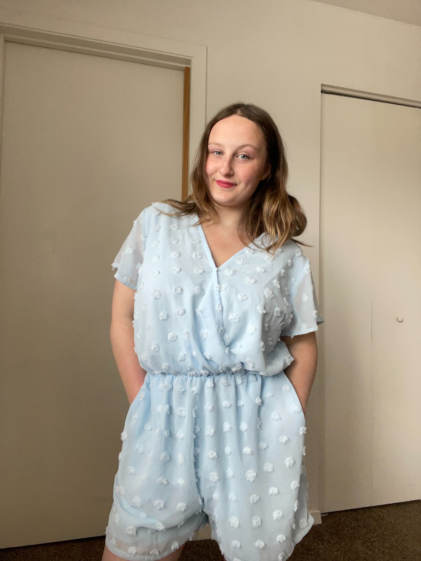 Baby Blue Textured Romper | From the Rack | Grace Thrifts