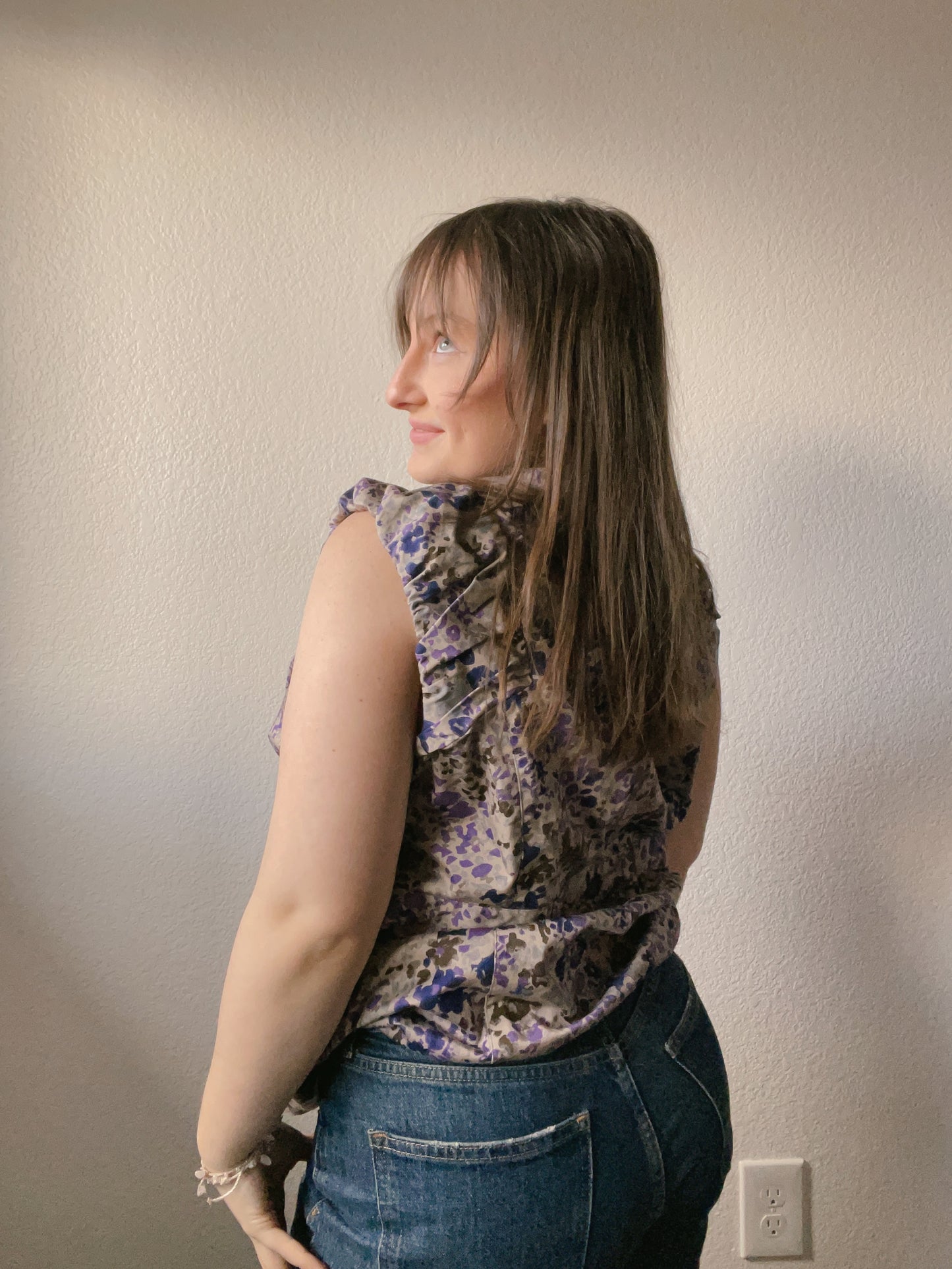 Purple Speckled Button Up Blouse