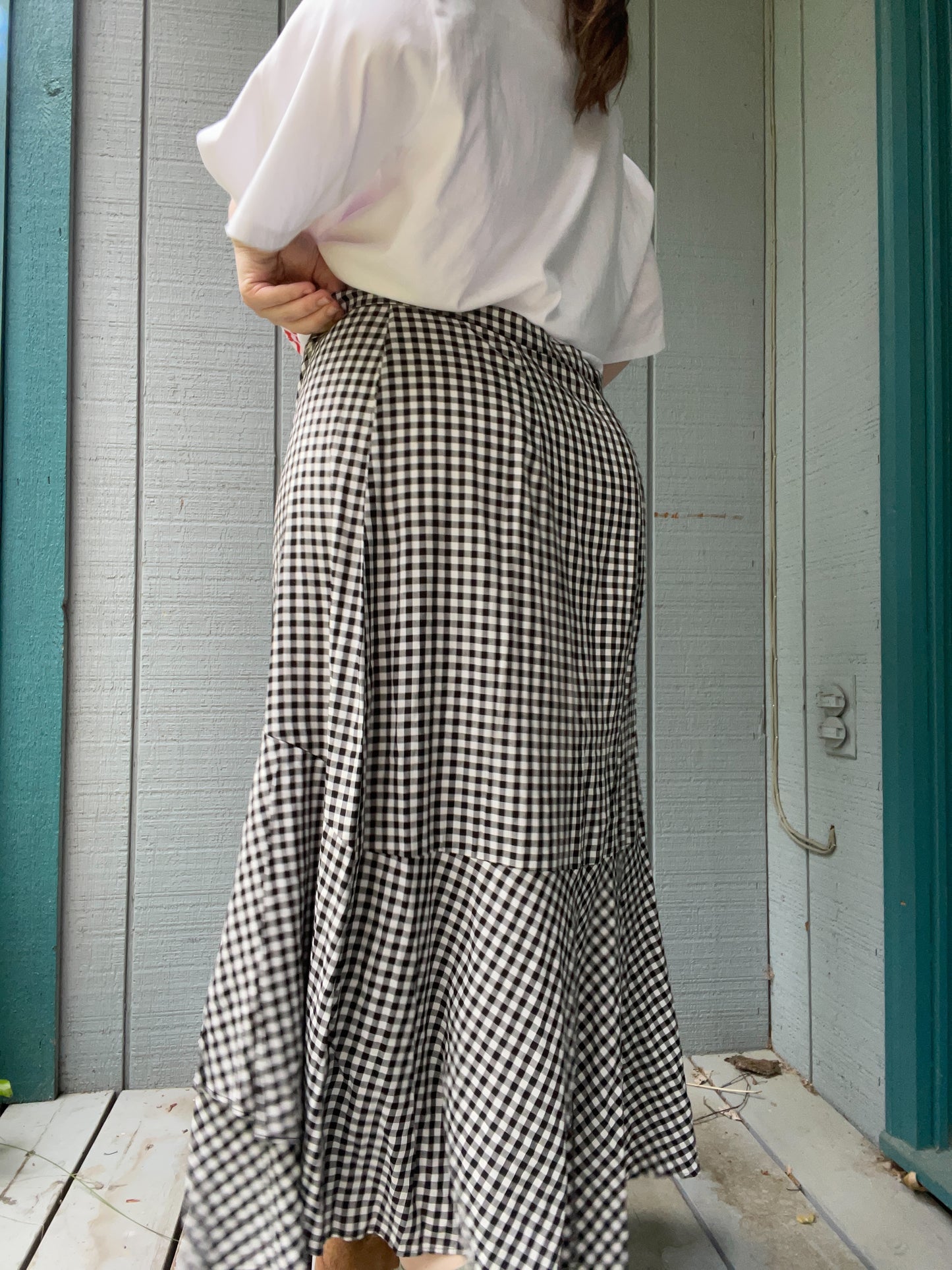 B&W Gingham Maxi Skirt