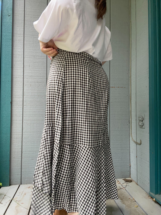 B&W Gingham Maxi Skirt
