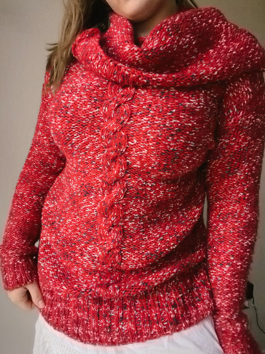 Red Bulky Turtleneck Sweater