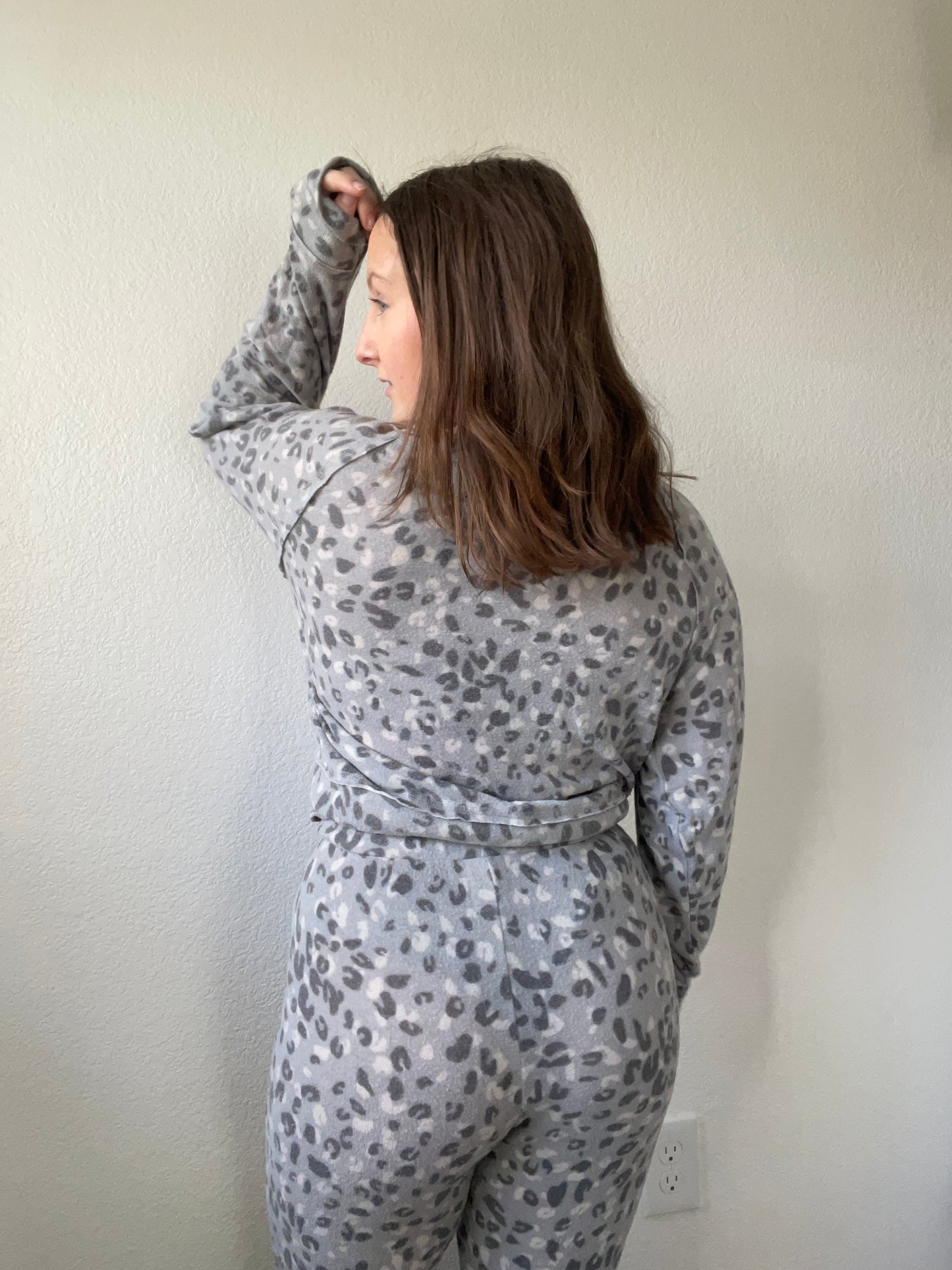 Grey Leopard Pajama Set