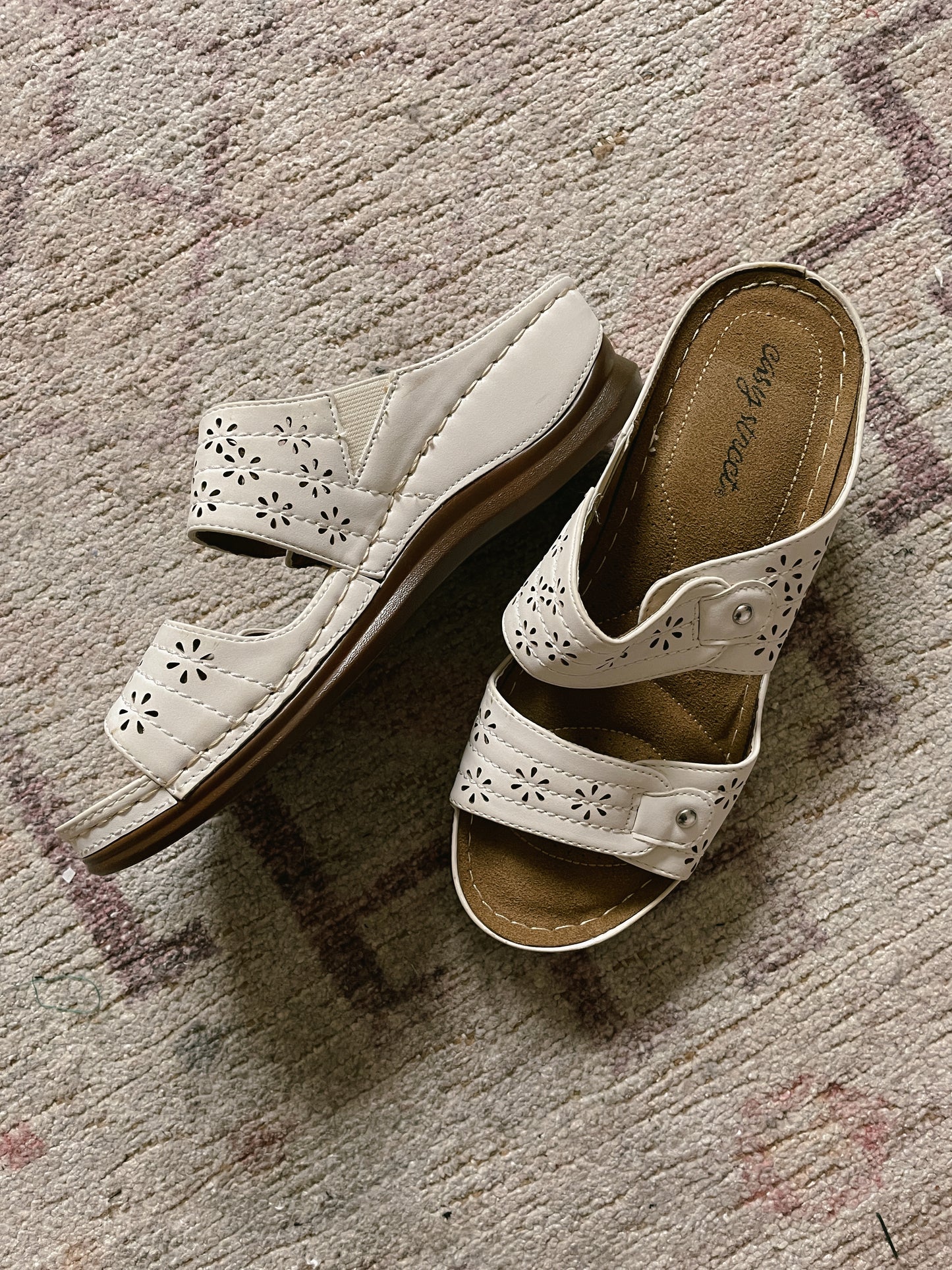 White Eyelet Strappy Sandals