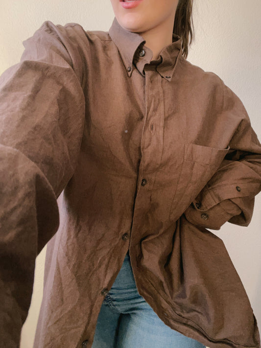 Brown Button Up Dress Shirt
