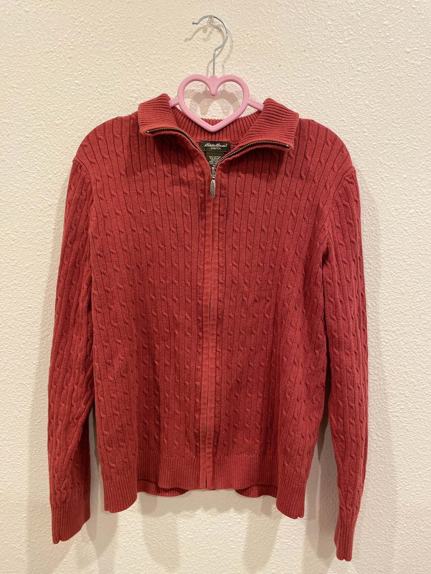 Pumpkin Cable Knit Zip Up Sweater | From the Rack | Grace Thrifts