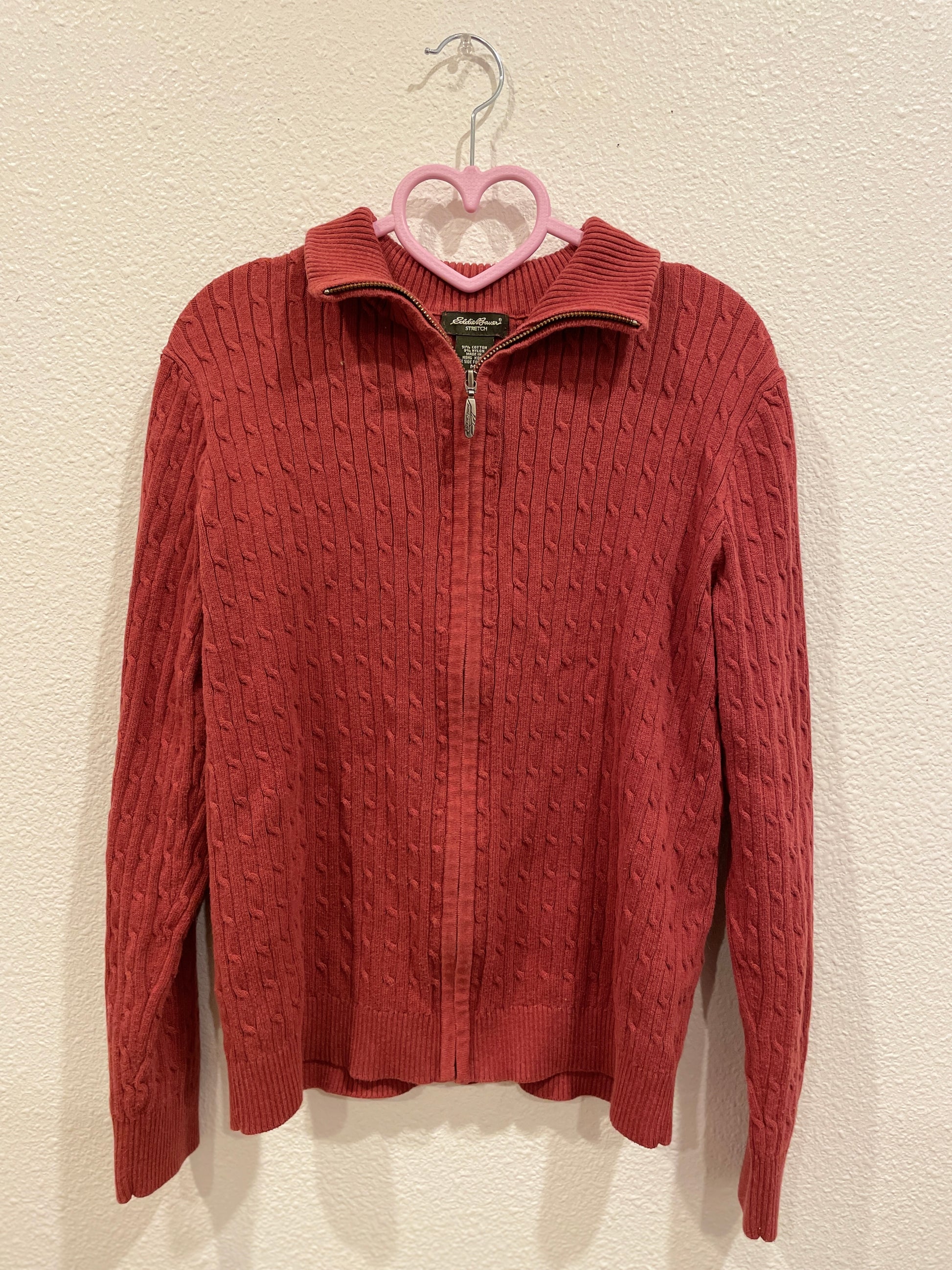 Pumpkin Cable Knit Zip Up Sweater | From the Rack | Grace Thrifts