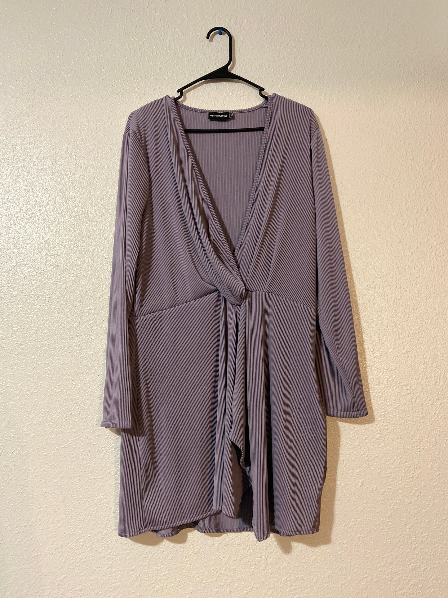 Purple Ribbed Knot Mini Dress | From the Rack | Curated Secondhand Styles | Grace Thrifts | Wasilla, AK