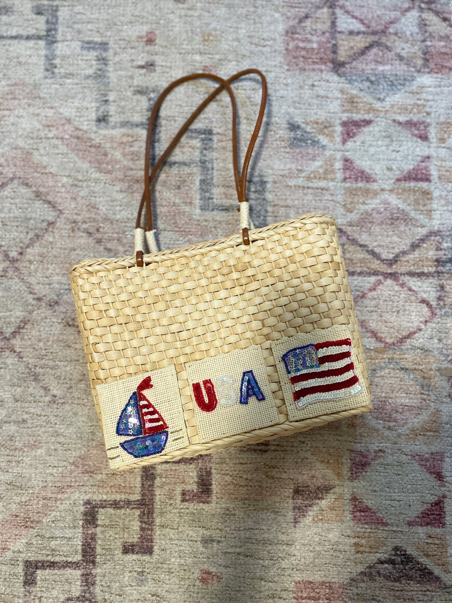 USA Sequin Wicker Tote | From the Rack | Grace Thrifts