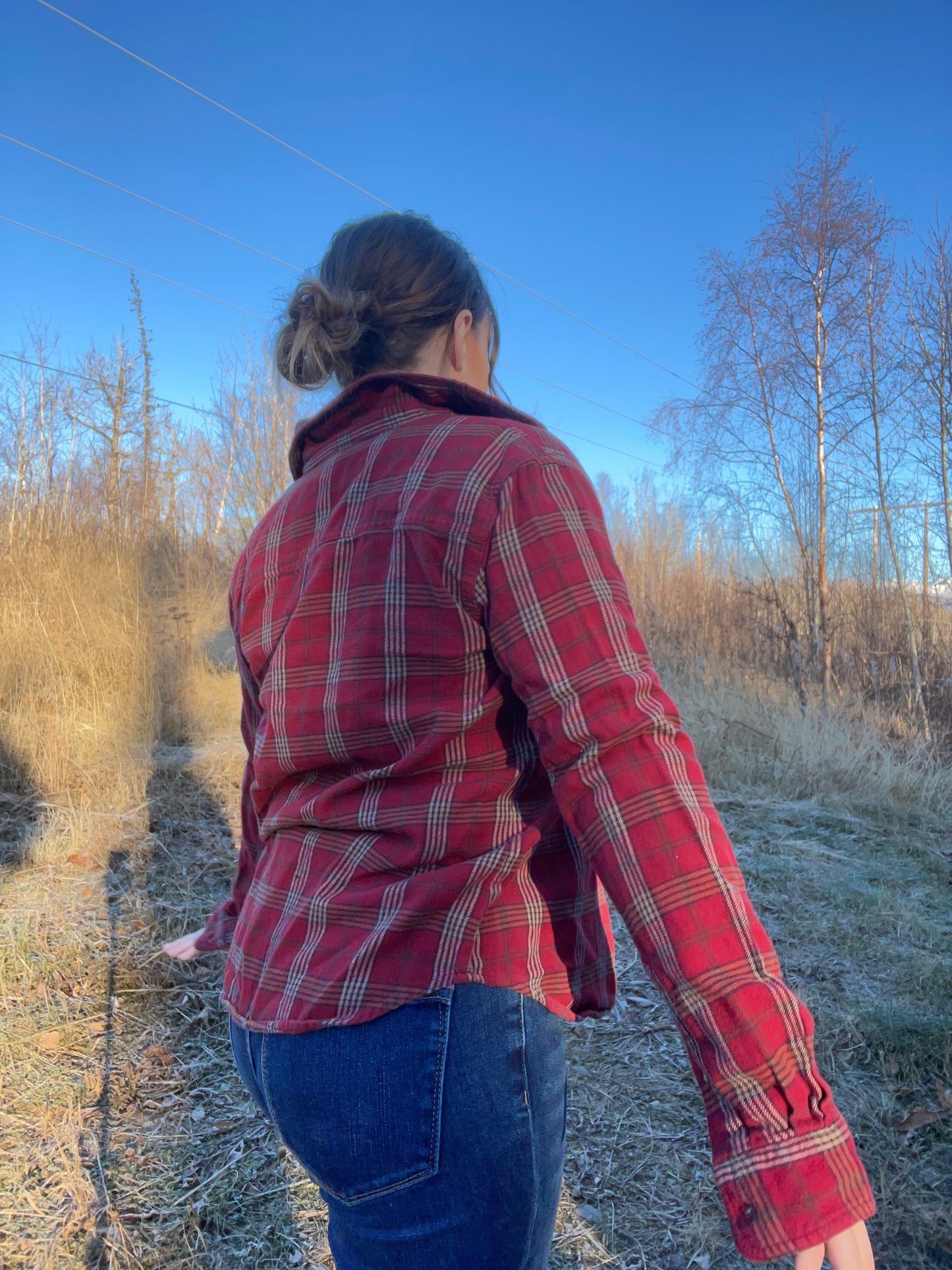 Red Honeycrisp Button Up Flannel | From the Rack | Curated Secondhand Styles | Grace Thrifts | Wasilla, AK