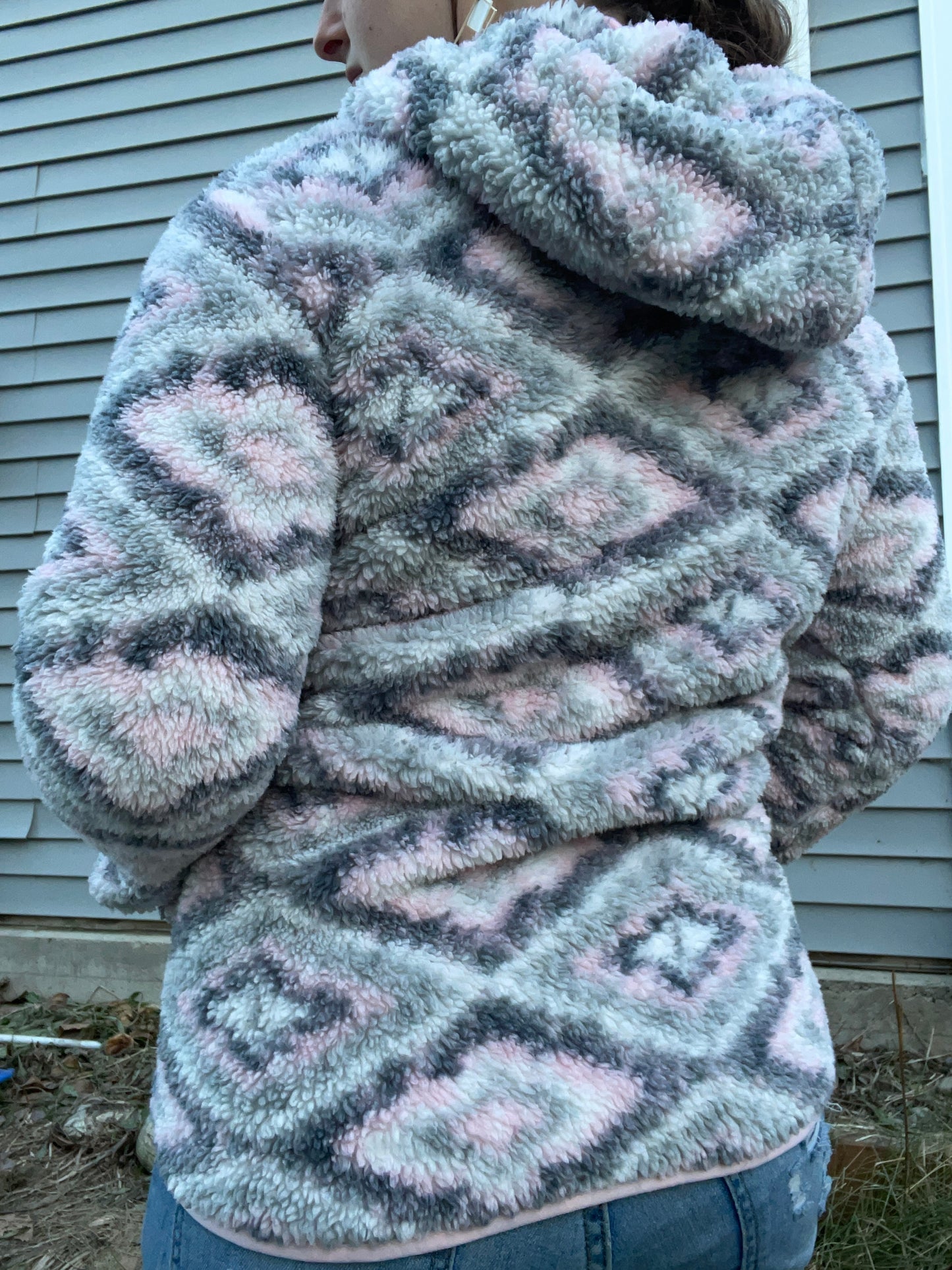 Eddie Bauer Pink & Grey Fuzzy Zip Up | From the Rack | Curated Secondhand Styles | Grace Thrifts | Wasilla, AK
