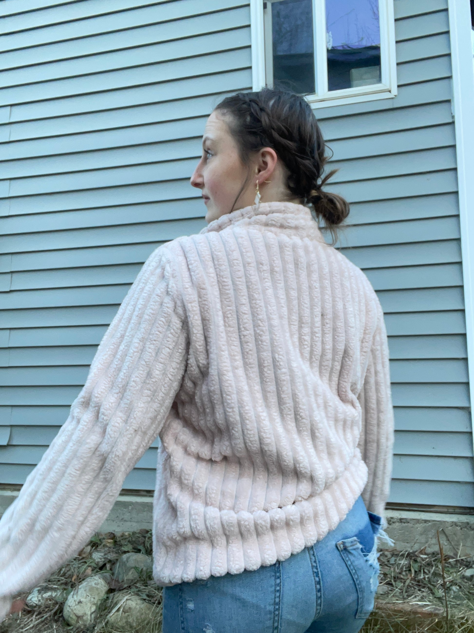 Pink Fuzzy Ribbed Quarter Zip Sweater | From the Rack | Grace Thrifts | Curated Secondhand Styles | Wasilla, AK