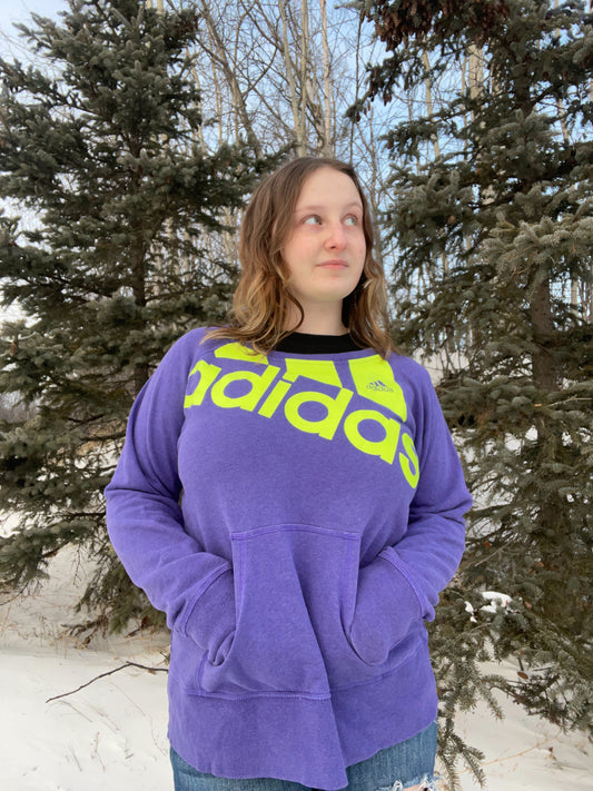 Adidas Purple & Neon Crewneck | From the Rack | Grace Thrifts