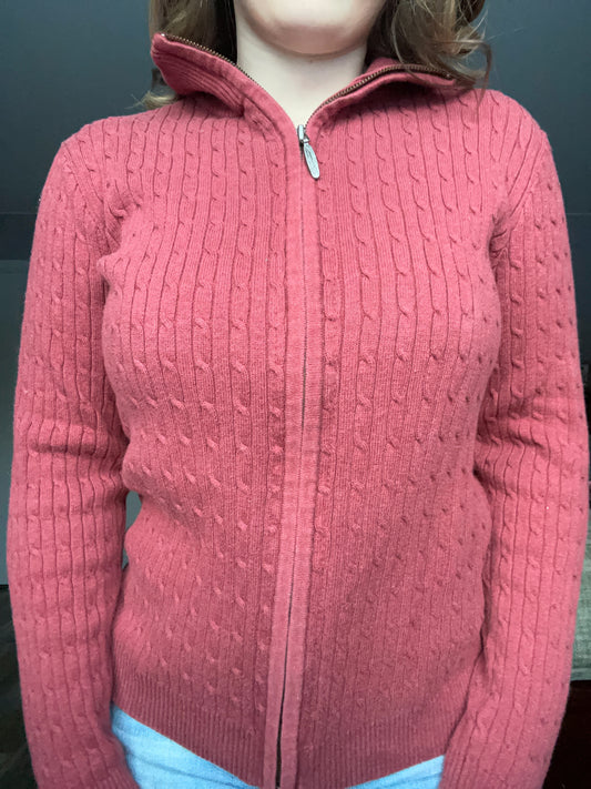 Pumpkin Cable Knit Zip Up Sweater | From the Rack | Grace Thrifts