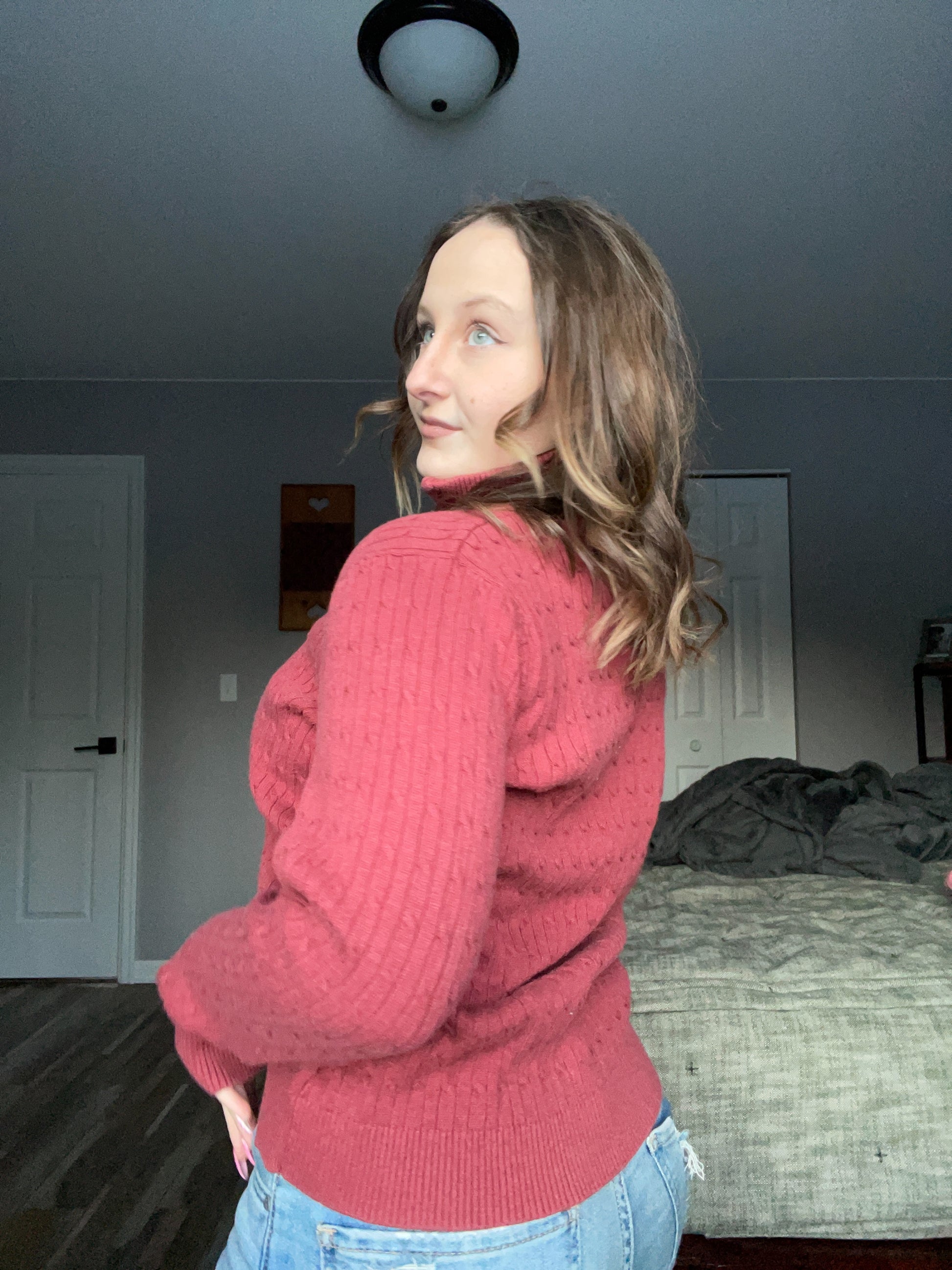 Pumpkin Cable Knit Zip Up Sweater | From the Rack | Grace Thrifts