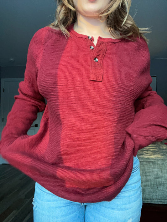 Red Waffle Knit Top | From the Rack | Grace Thrifts