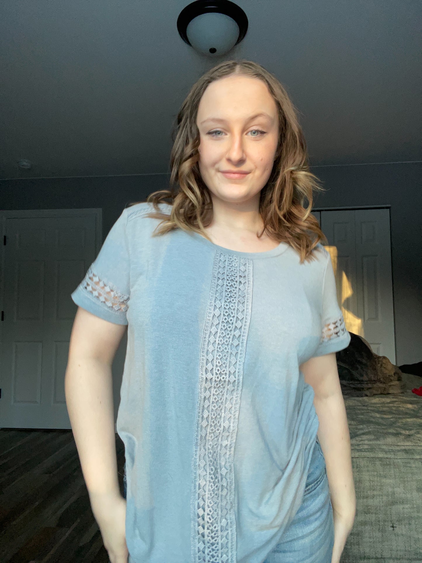Baby Blue Lace Blouse | From the Rack | Grace Thrifts