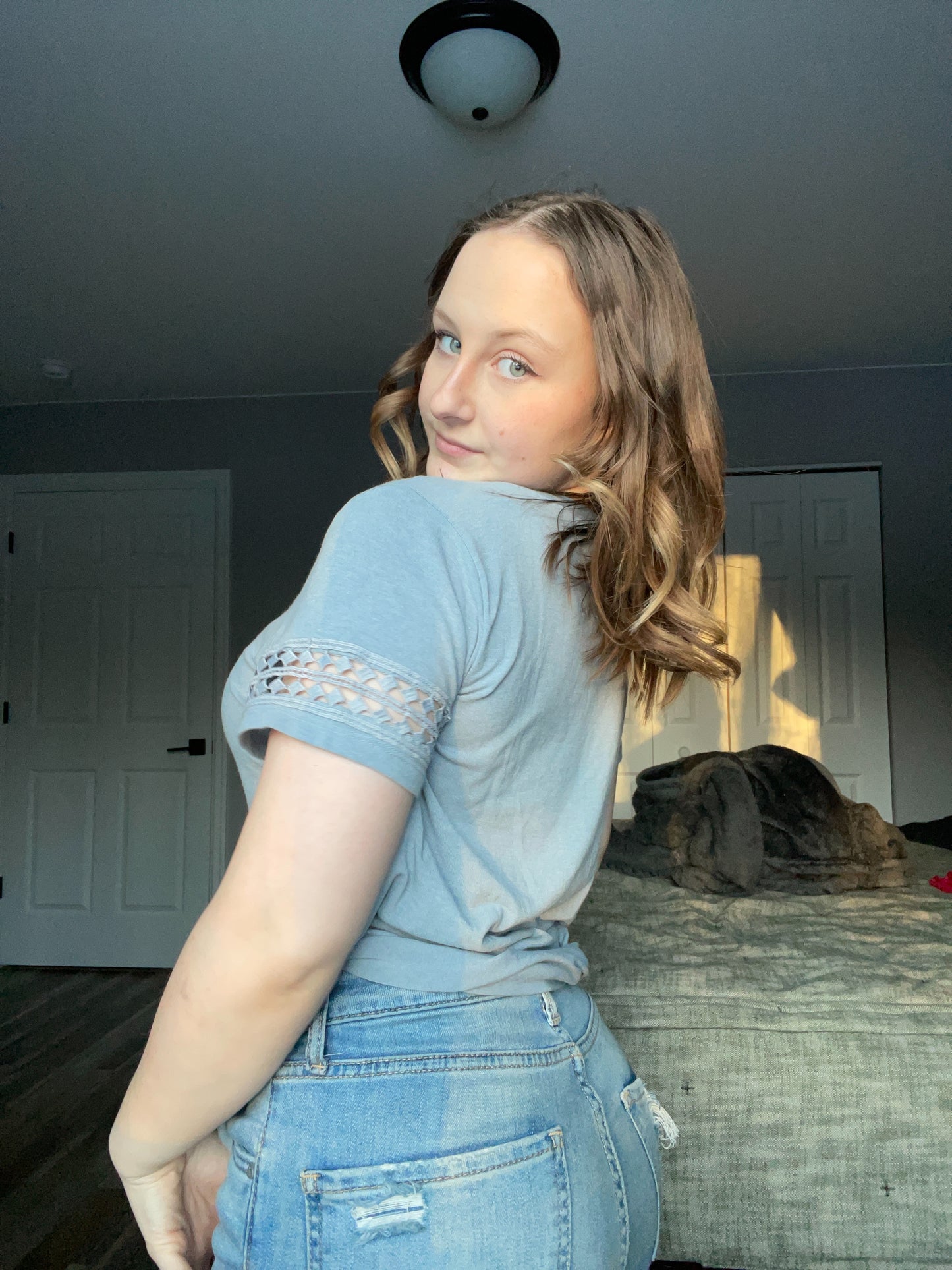 Baby Blue Lace Blouse | From the Rack | Grace Thrifts