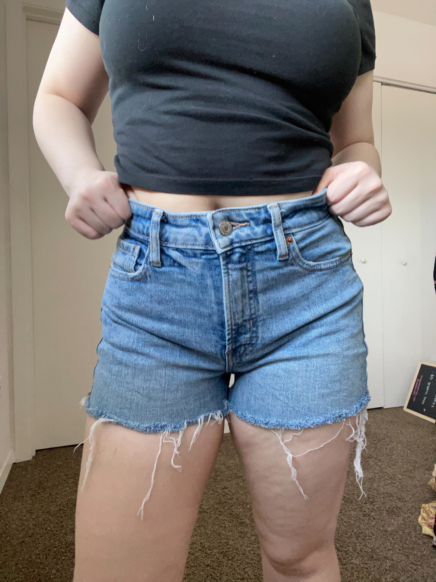 High Rise Denim Shorts | From the Rack | Grace Thrifts