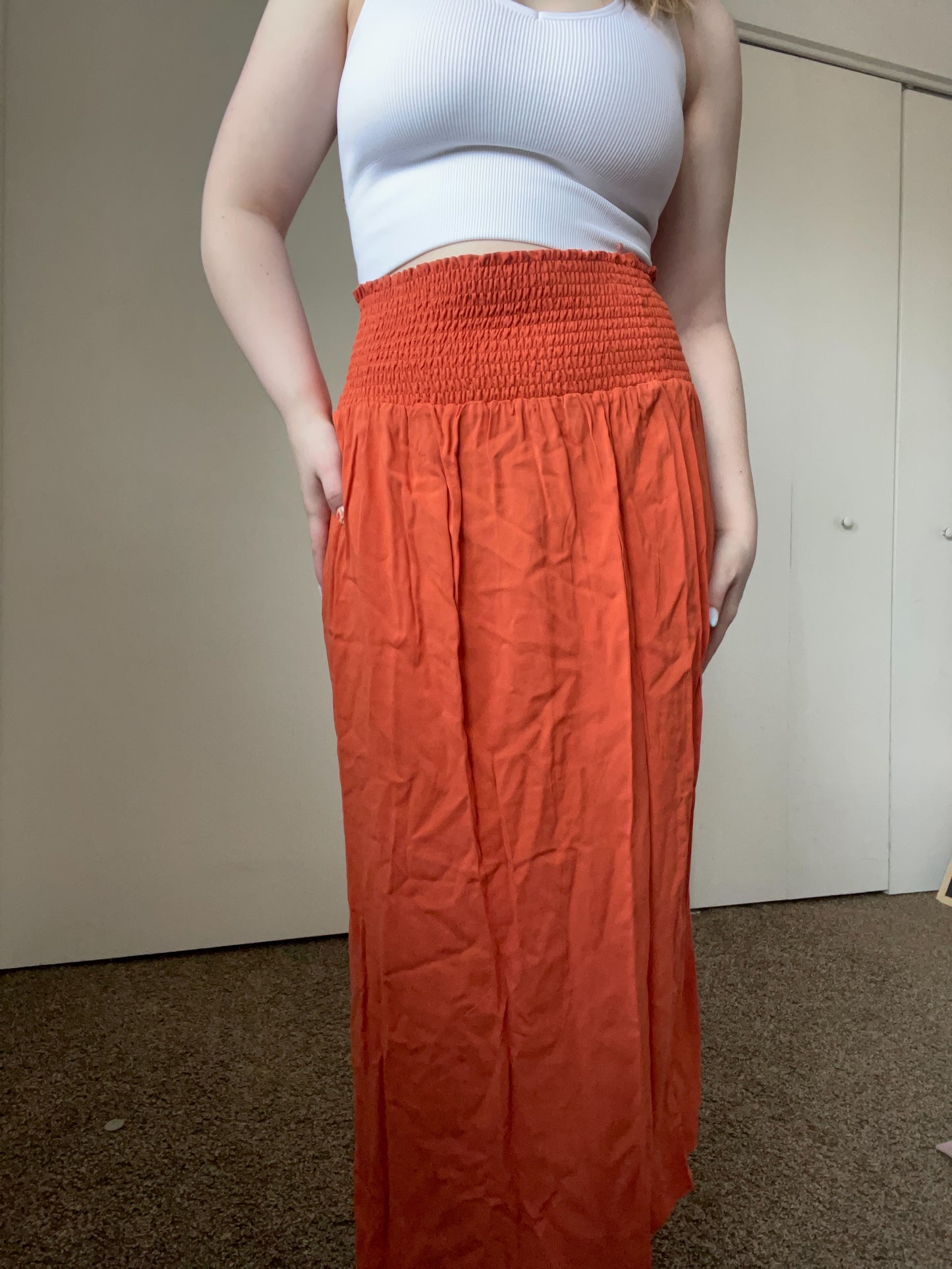 Burnt Orange Maxi Skirt | From the Rack | Grace Thrifts