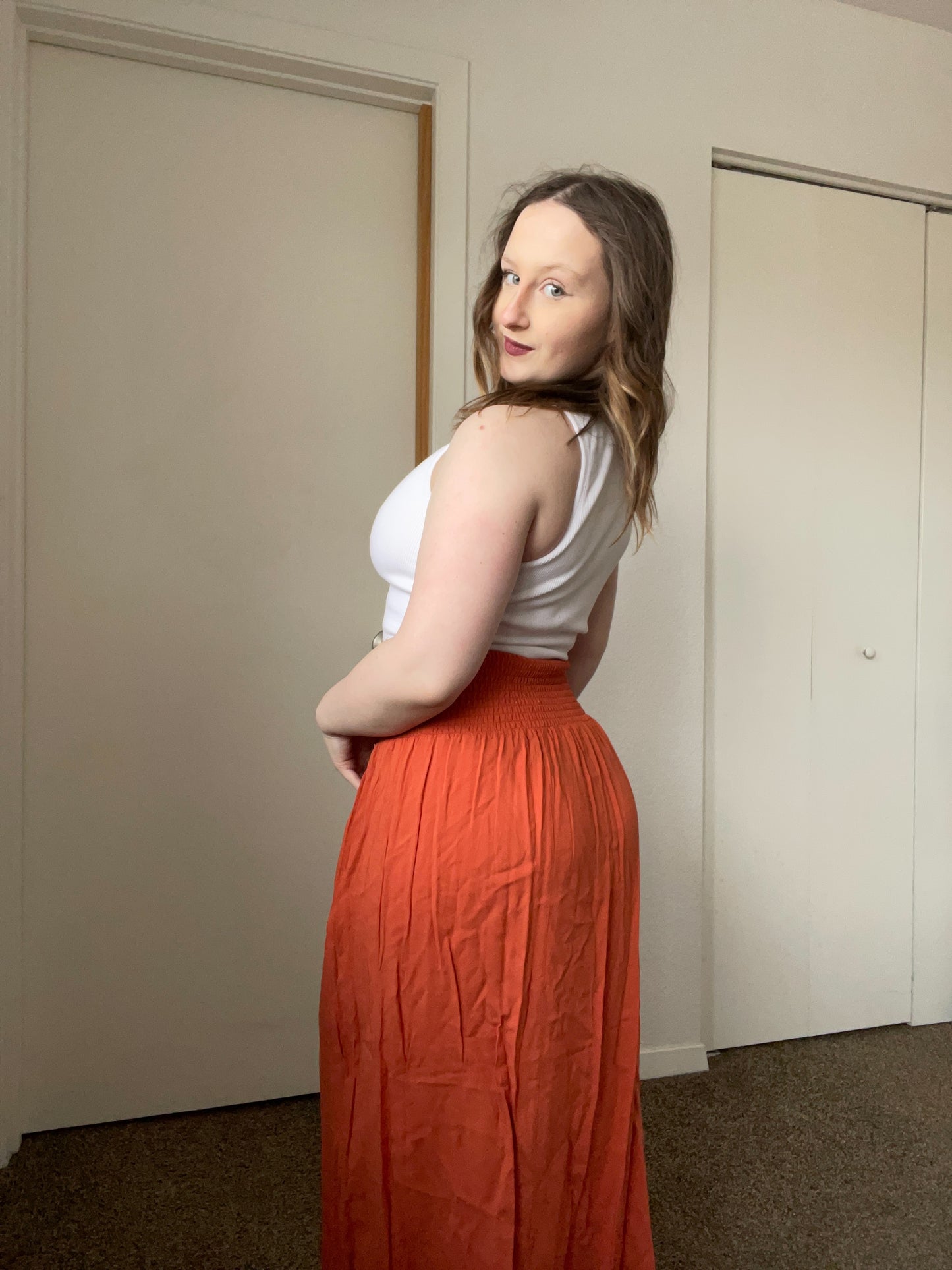 Burnt Orange Maxi Skirt | From the Rack | Grace Thrifts
