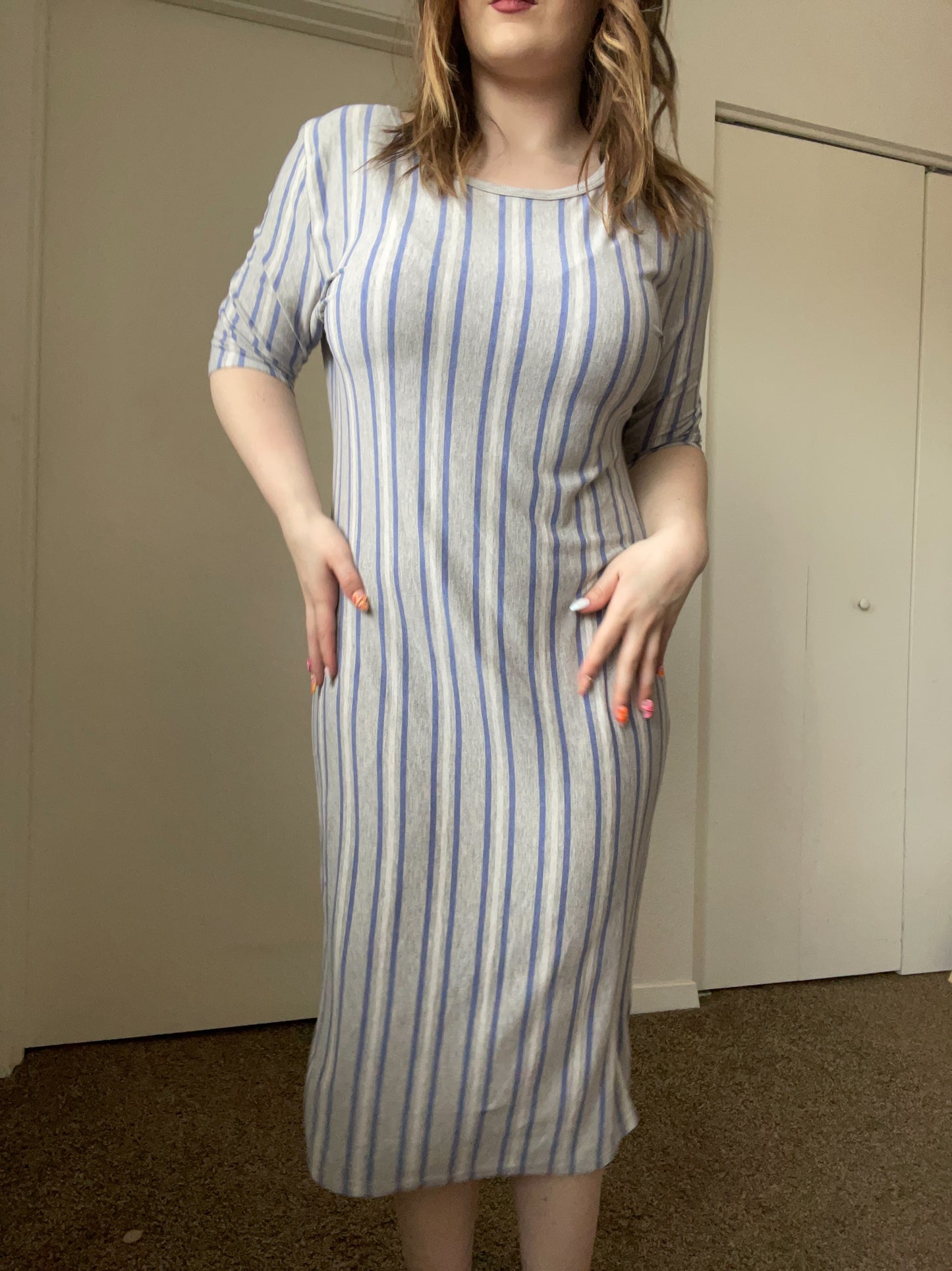 Grey Striped T-Shirt Dress | From the Rack | Grace Thrifts
