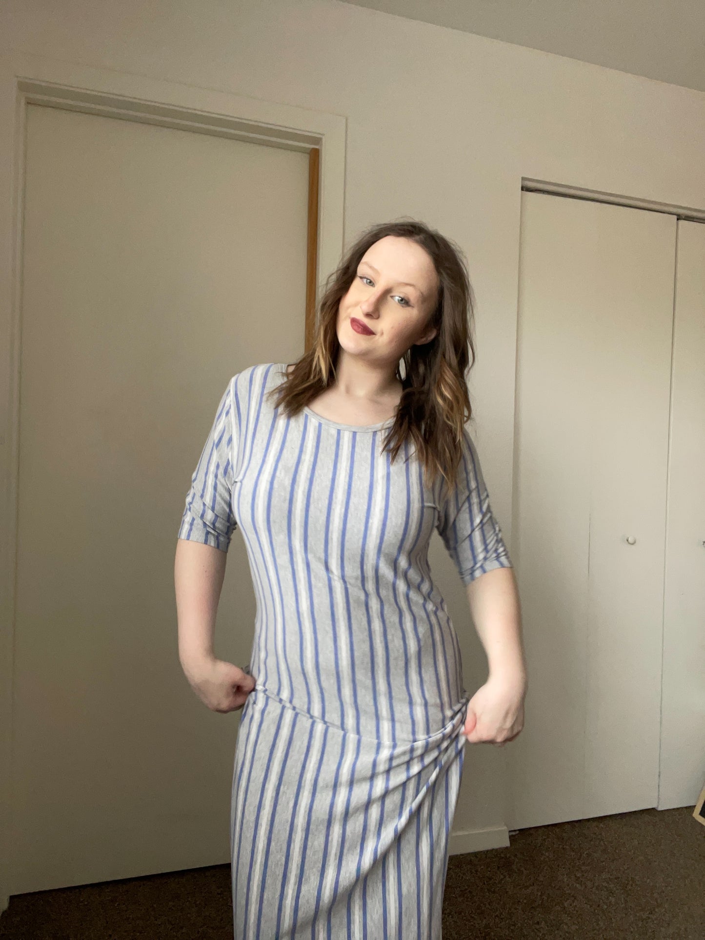 Grey Striped T-Shirt Dress | From the Rack | Grace Thrifts